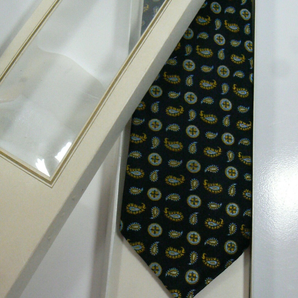 MEN'S LUXURY SILK PASCHIMA PAISLEY BLACK NECK TIE